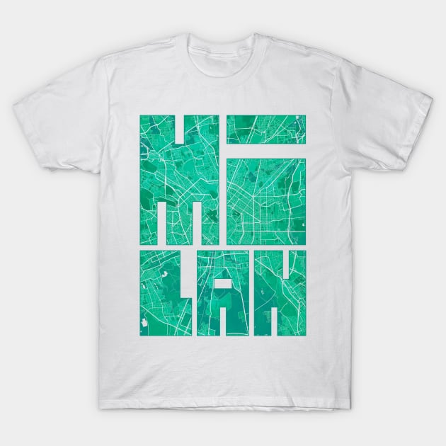 Milan, Italy City Map Typography - Watercolor T-Shirt by deMAP Studio